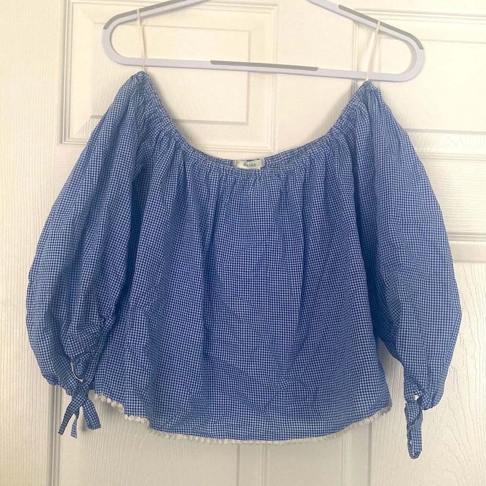 Blue off the shoulder top